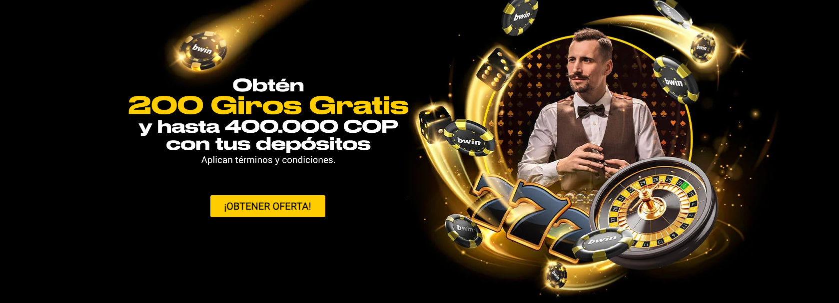 Bwin Casino | 200 Giros Gratis + Hasta 400.000 COP con tu Primer Depósito